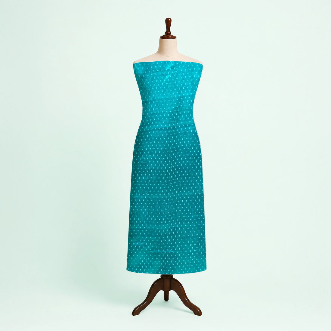 Green Dotted Handloom Mashru Silk Fabric