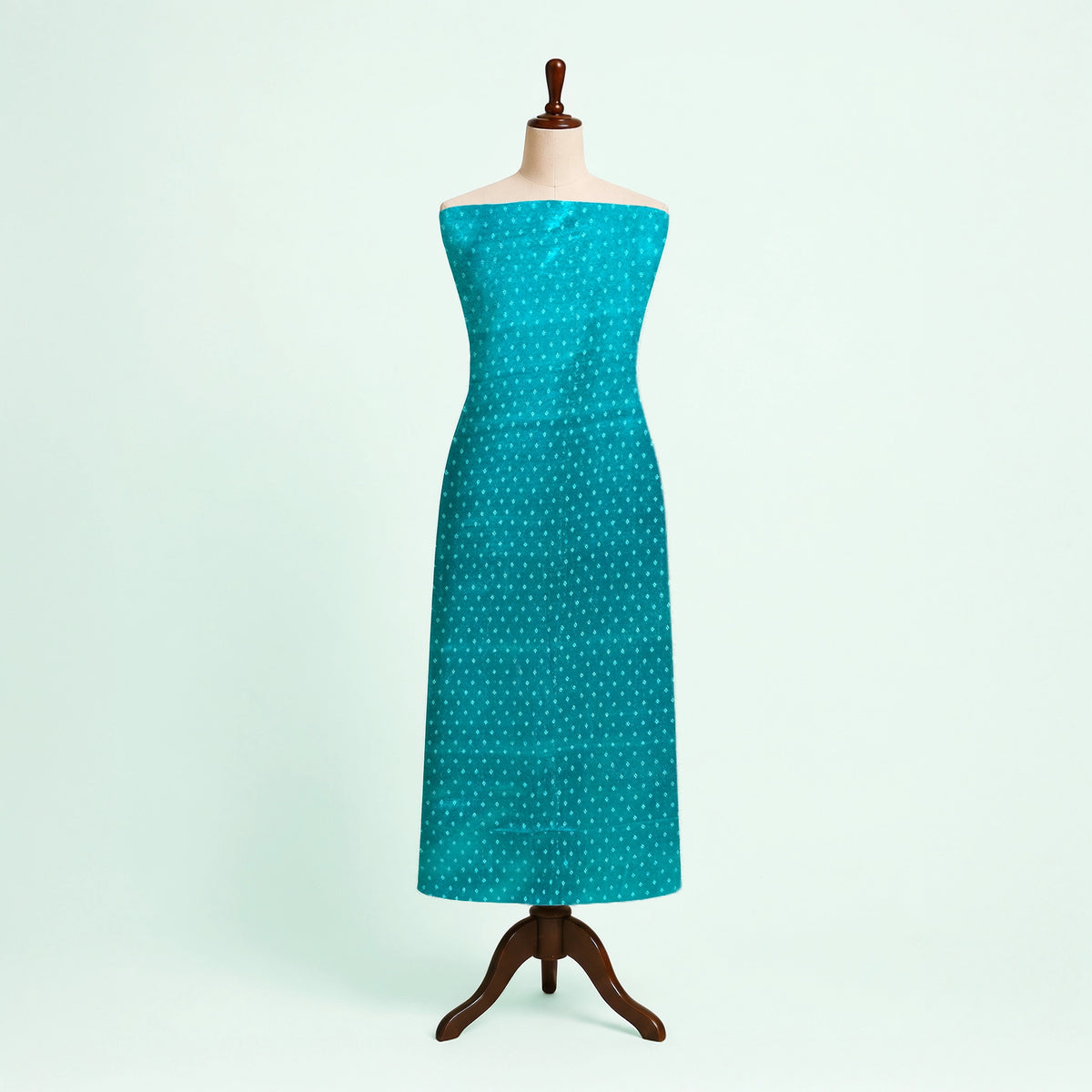 Green Dotted Handloom Mashru Silk Fabric