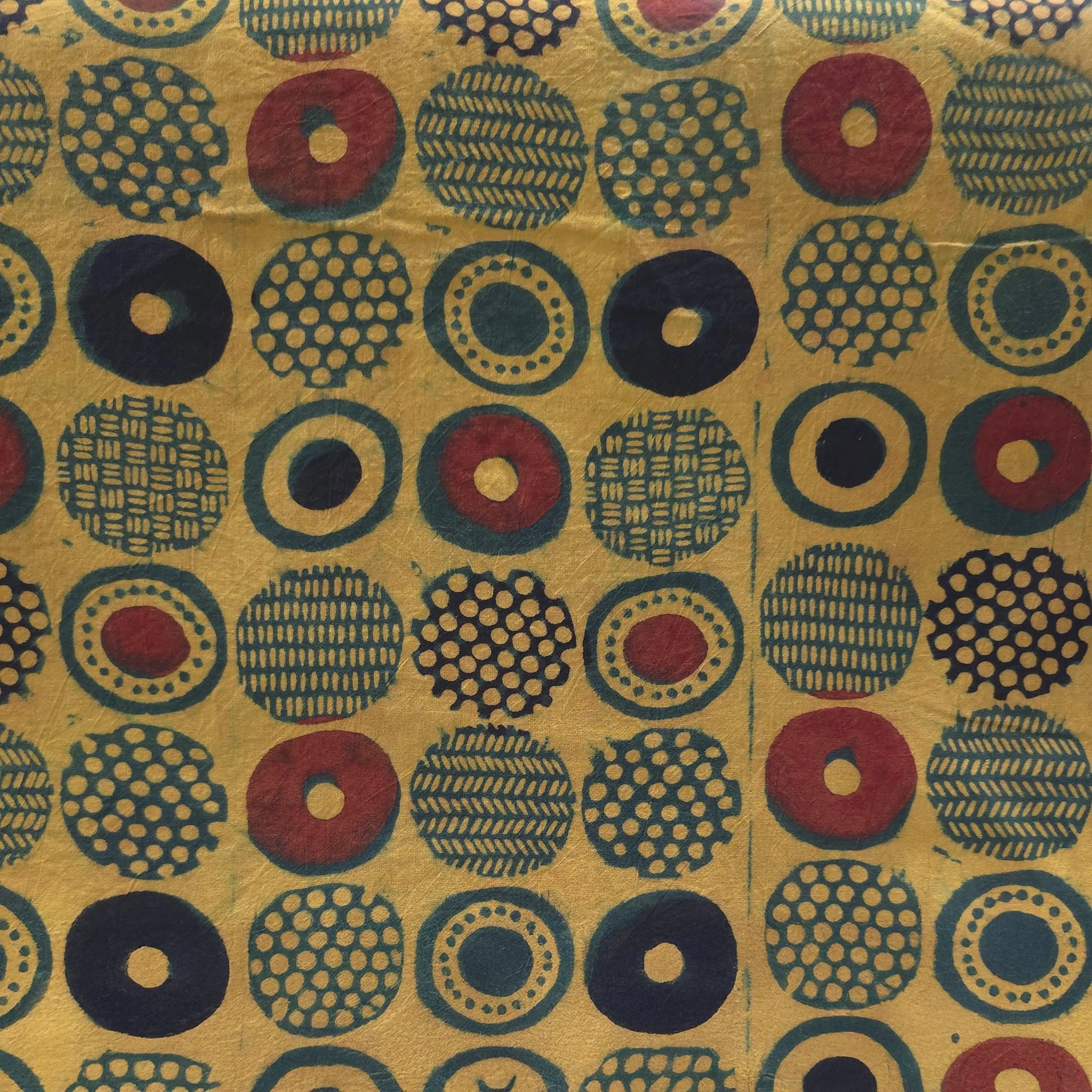 Green Geometric Natural Dyed Ajrakh Hand Block Print Cotton Fabric