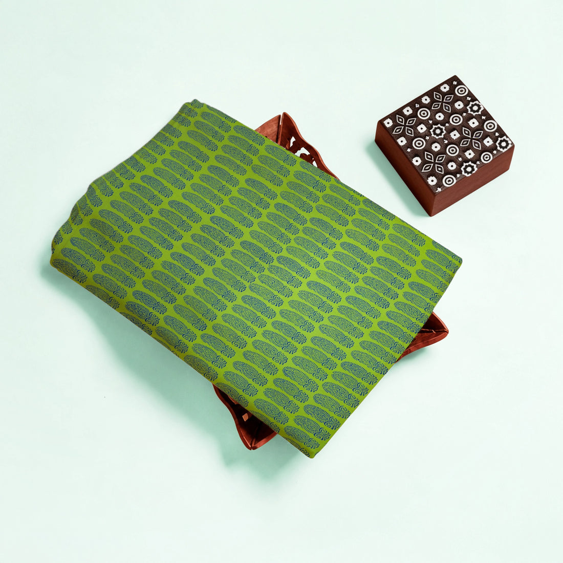 Green Mango Kutch Hand Block Print Pure cotton Fabric