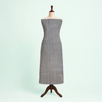 Grey Checks Natural Dyed Ajrakh Hand Block Print Cotton Fabric