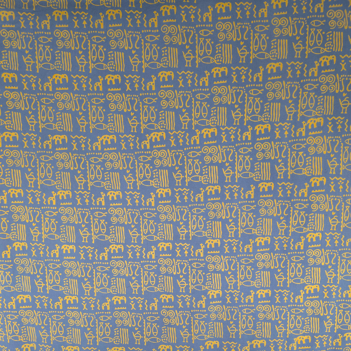 Grey Geometric Kutch Hand Block Print Pure cotton Fabric 4