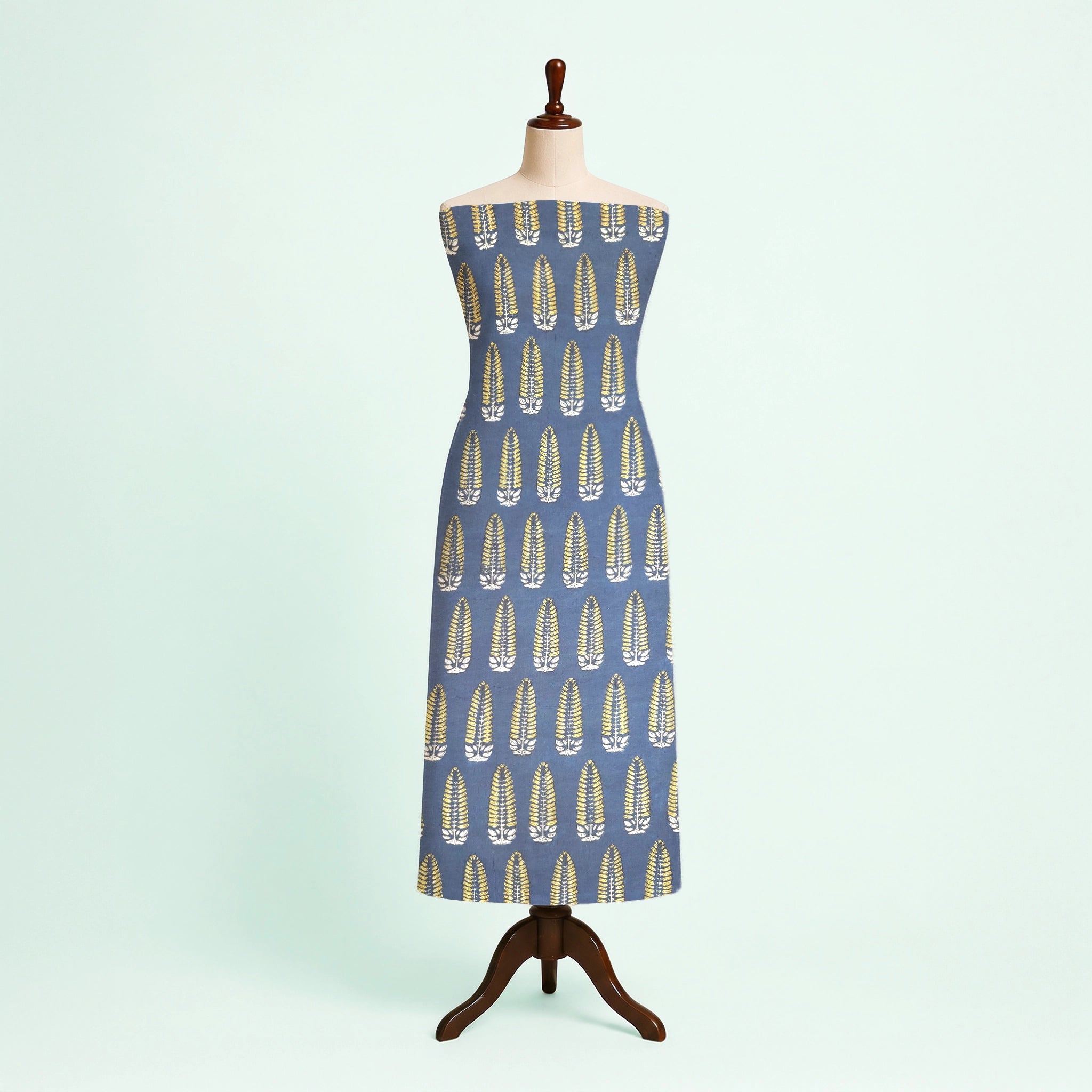 Indigo Boota Natural Dyed Ajrakh Hand Block Print Cotton Fabric