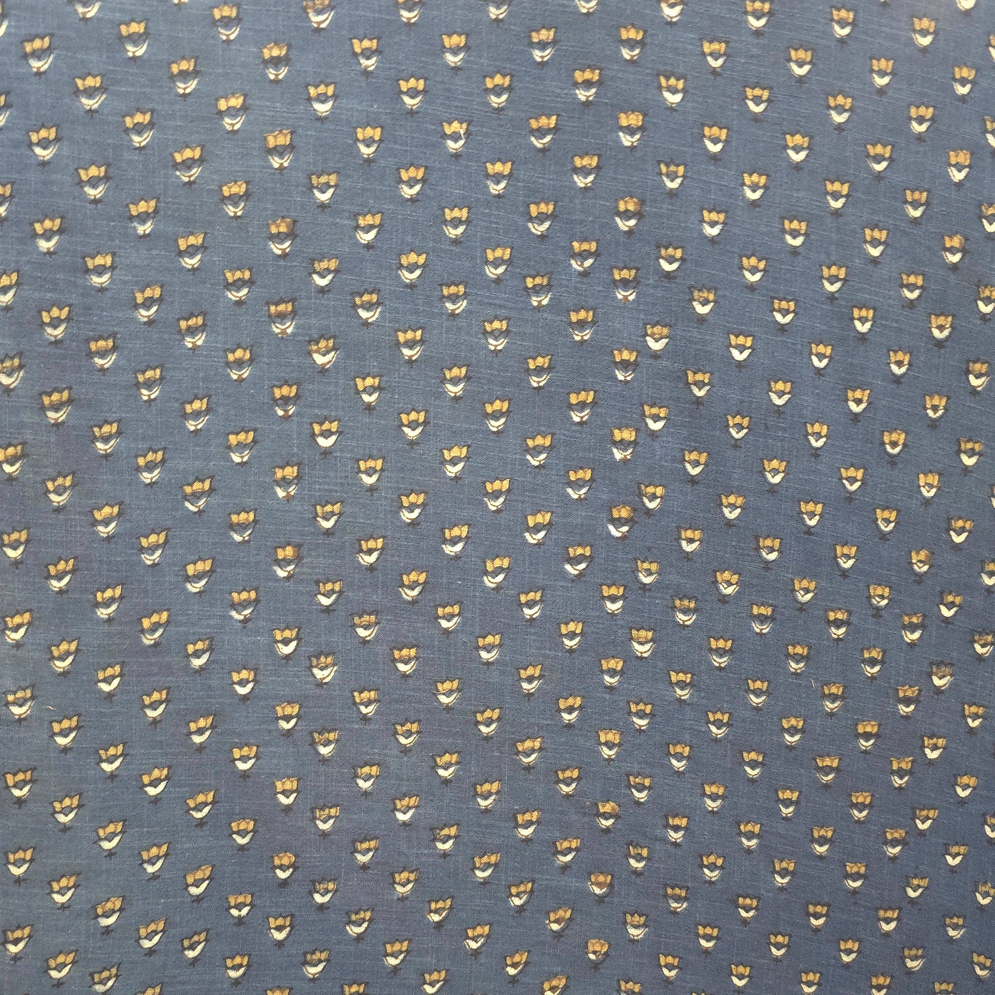 Indigo Buti Natural Dyed Ajrakh Hand Block Print Khadi Cotton Fabric