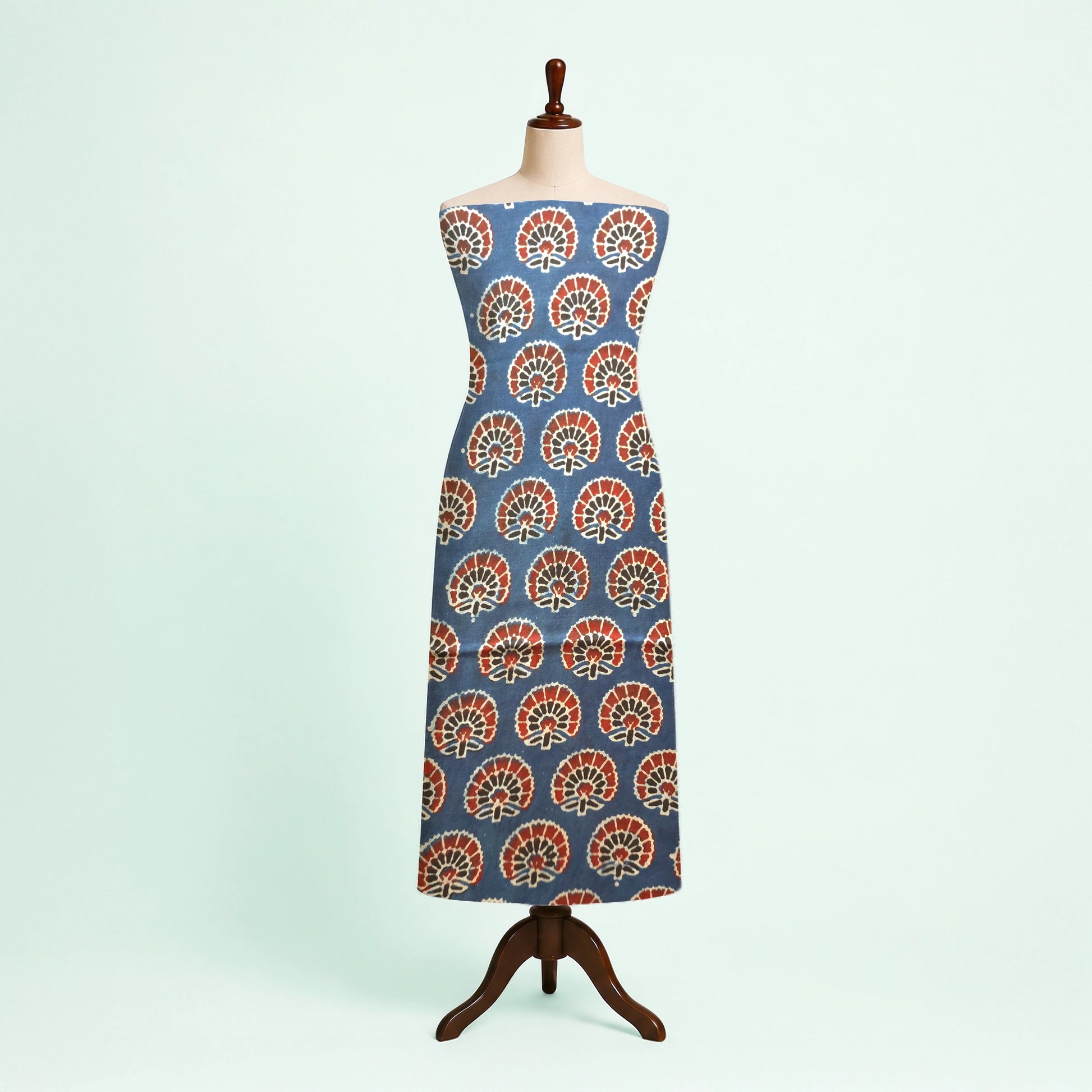 Indigo Buti Natural Dyed Ajrakh Hand Block Print Modal Fabric