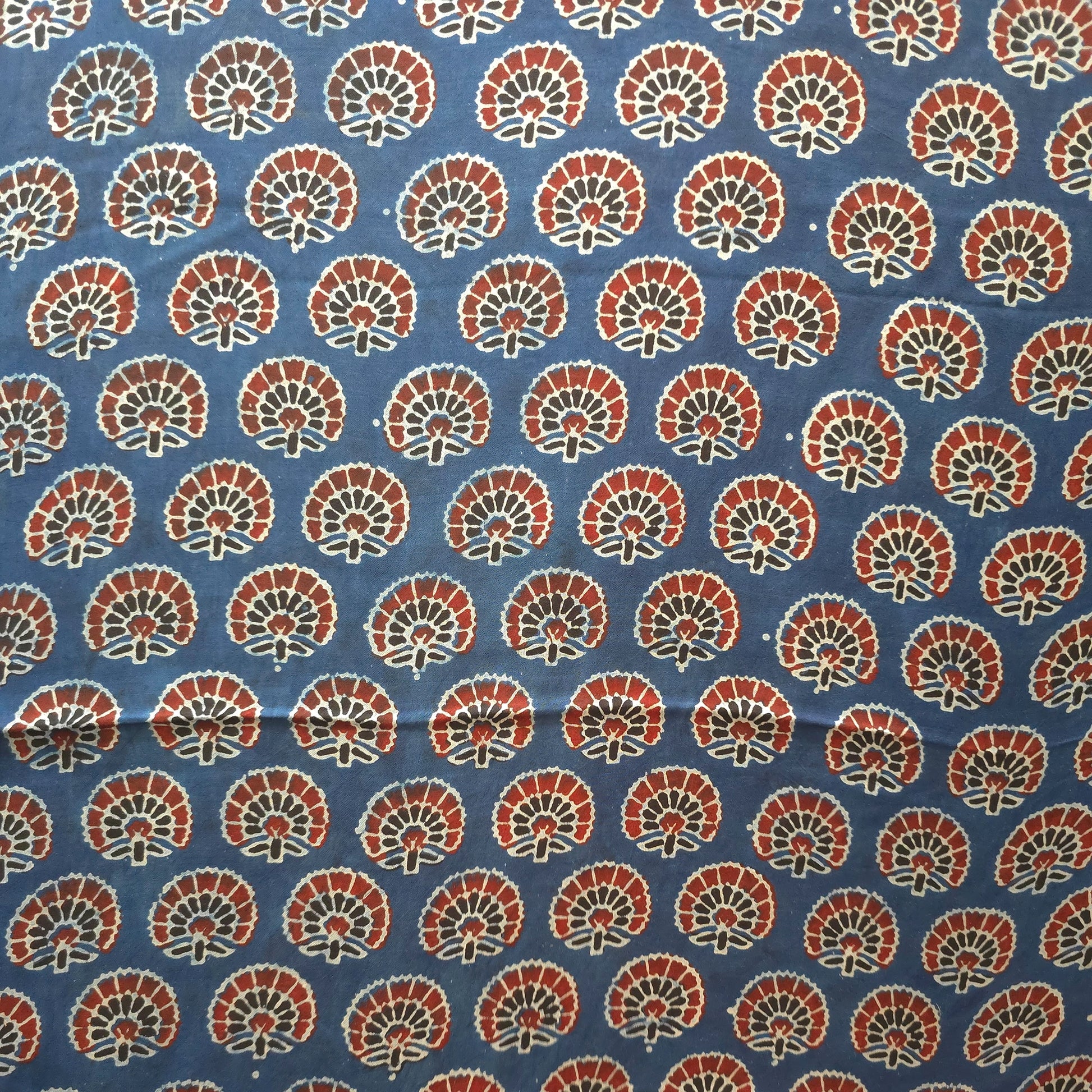 Indigo Buti Natural Dyed Ajrakh Hand Block Print Modal Fabric