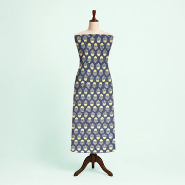 Indigo Buti Natural Dyed Ajrakh Hand Block Print Cotton Fabric