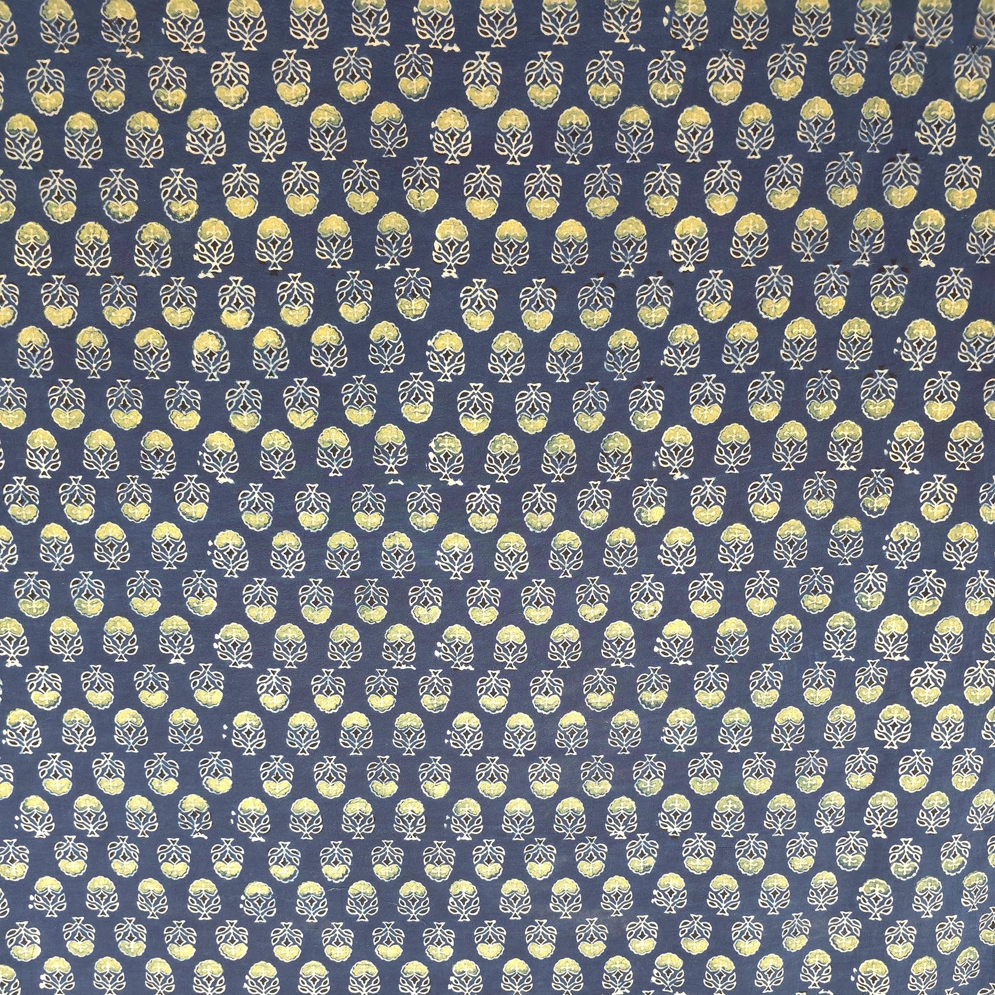 Indigo Buti Natural Dyed Ajrakh Hand Block Print Cotton Fabric