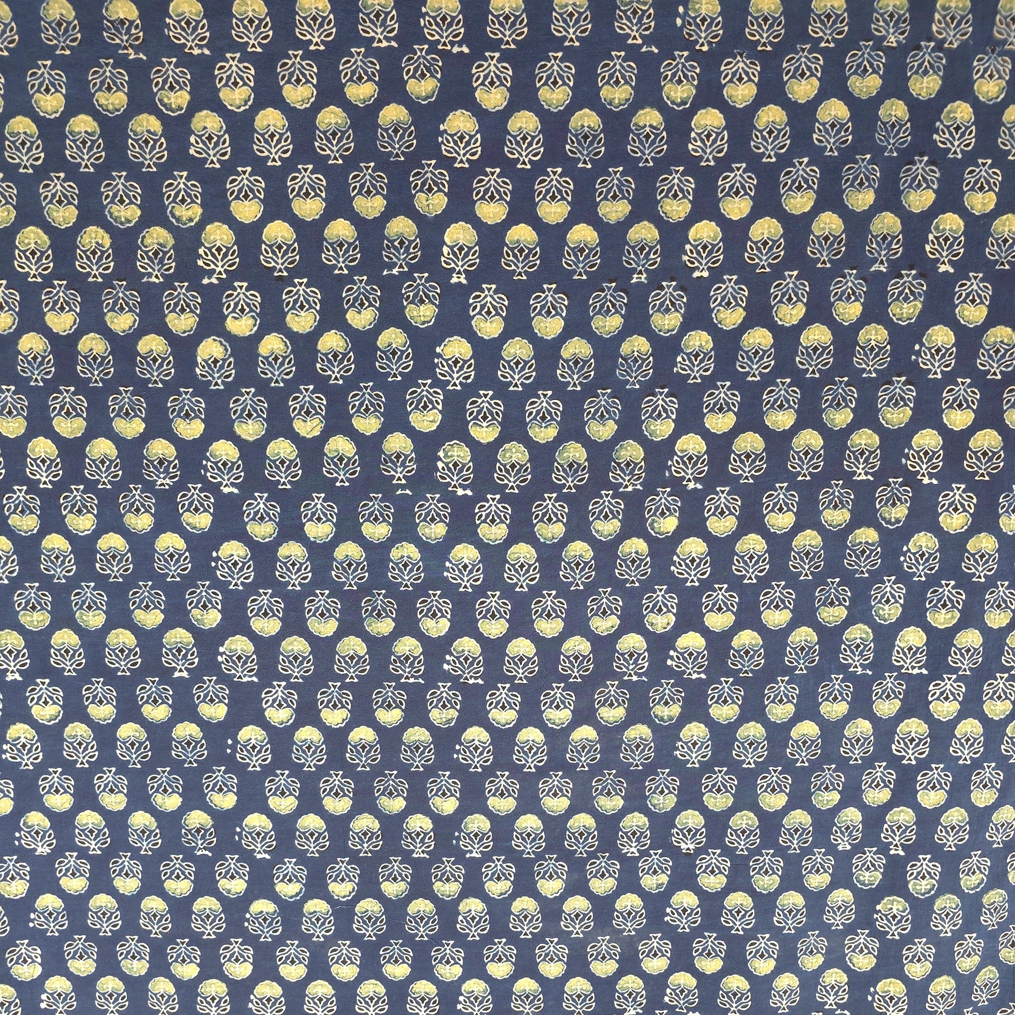 Indigo Buti Natural Dyed Ajrakh Hand Block Print Cotton Fabric