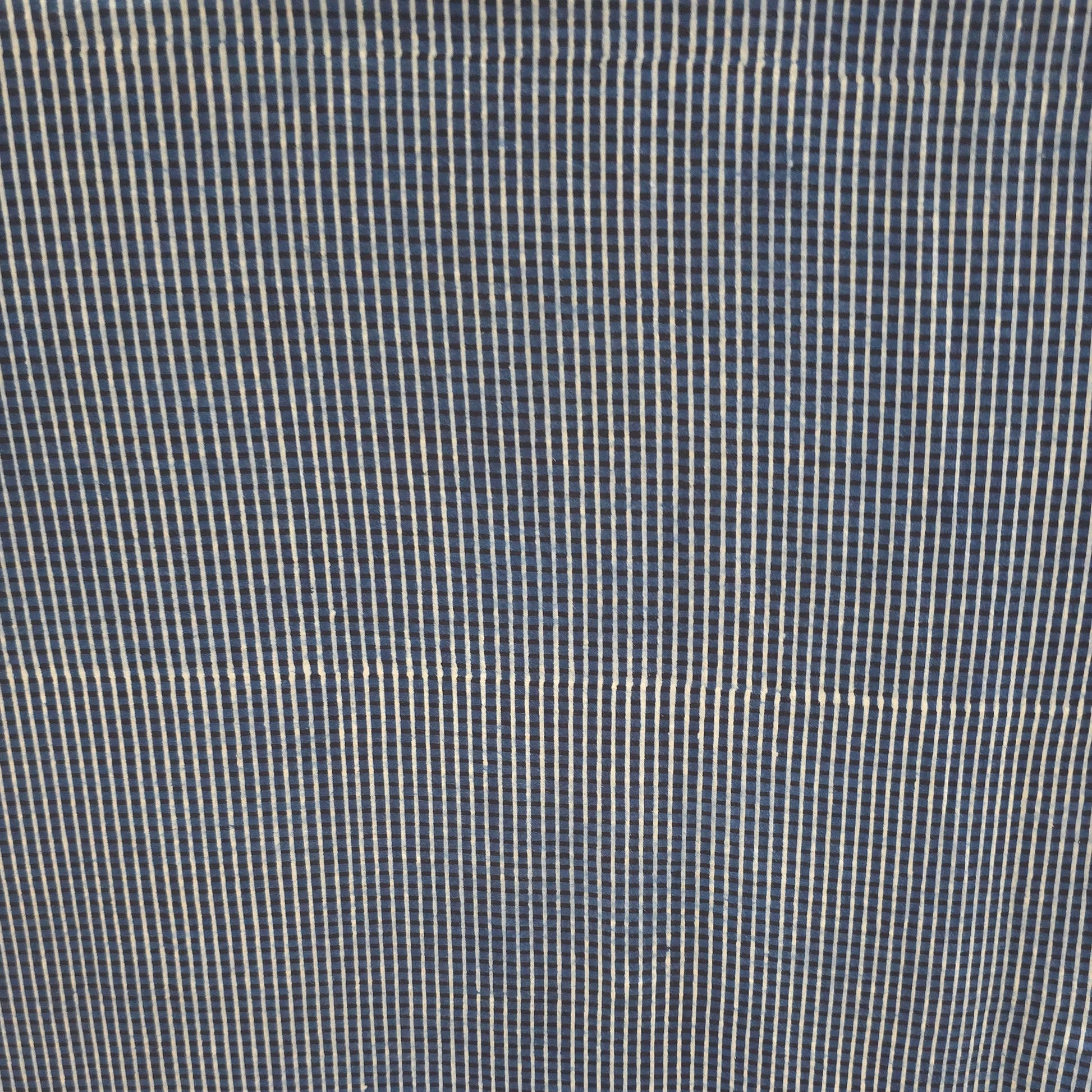 Indigo Checks Natural Dyed Ajrakh Hand Block Print Cotton Fabric