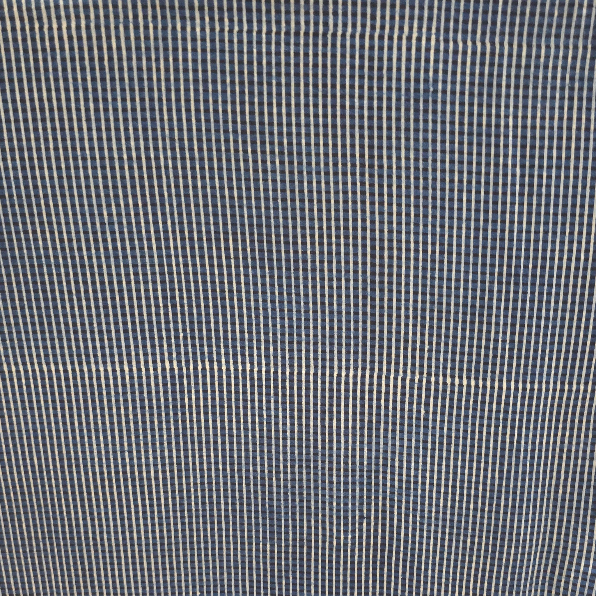 Indigo Checks Natural Dyed Ajrakh Hand Block Print Cotton Fabric