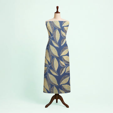 Indigo Floral Natural Dyed Ajrakh Hand Block Print Malmal Fabric