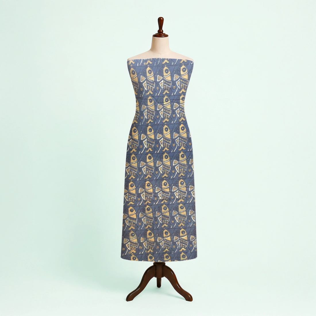 Indigo Geometric Natural Dyed Ajrakh Hand Block Print Pure Handloom Organic Cotton Fabric