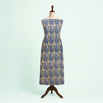 Indigo Geometric Natural Dyed Ajrakh Hand Block Print Pure Handloom Organic Cotton Fabric