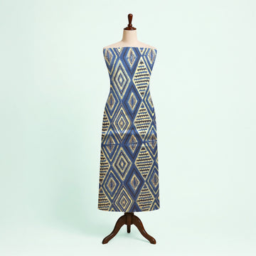Indigo Geometric Natural Dyed Ajrakh Hand Block Print Premium Modal Fabric