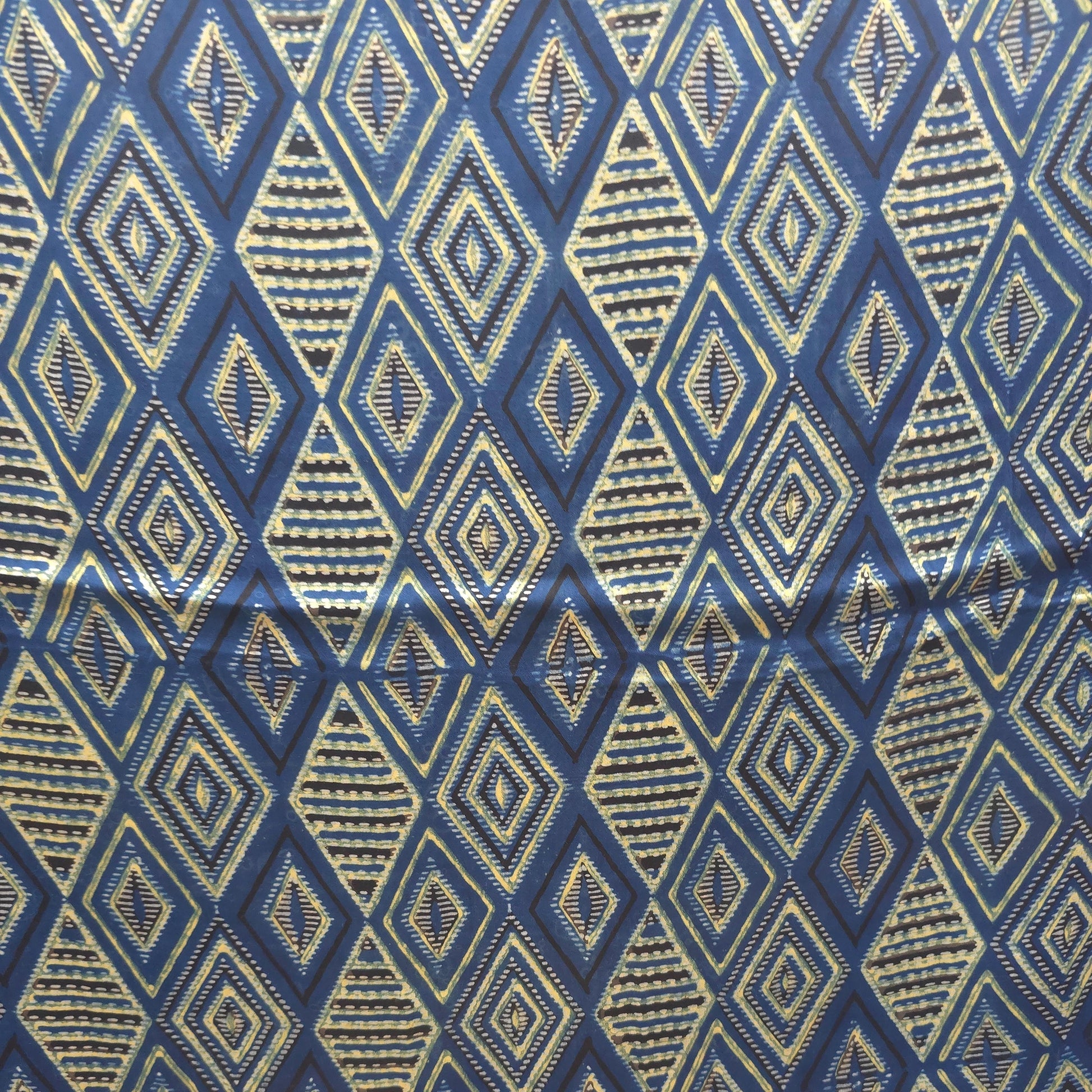 Indigo Geometric Natural Dyed Ajrakh Hand Block Print Premium Modal Fabric