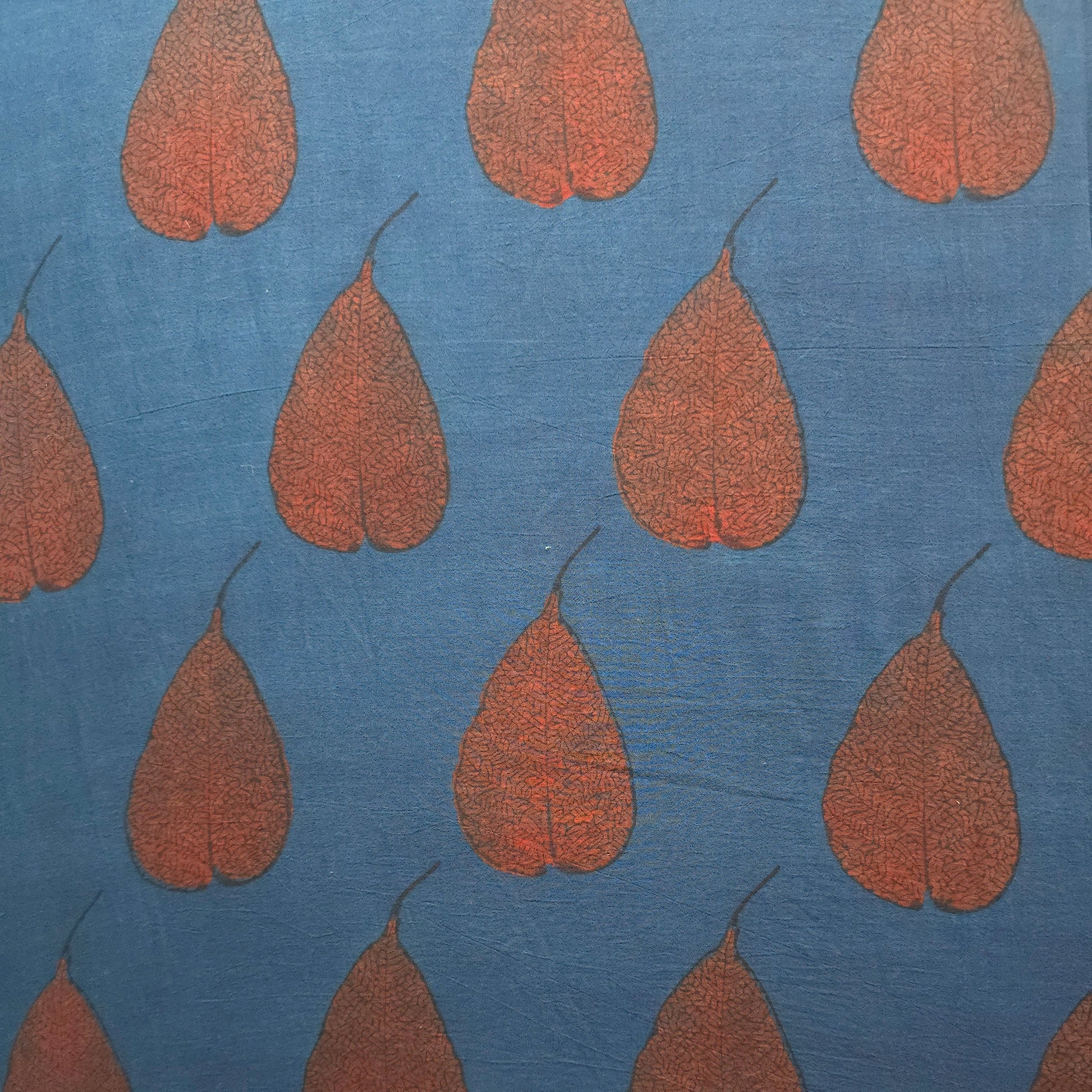 Indigo Red Buta Natural Dyed Ajrakh Hand Block Print Malmal Fabric