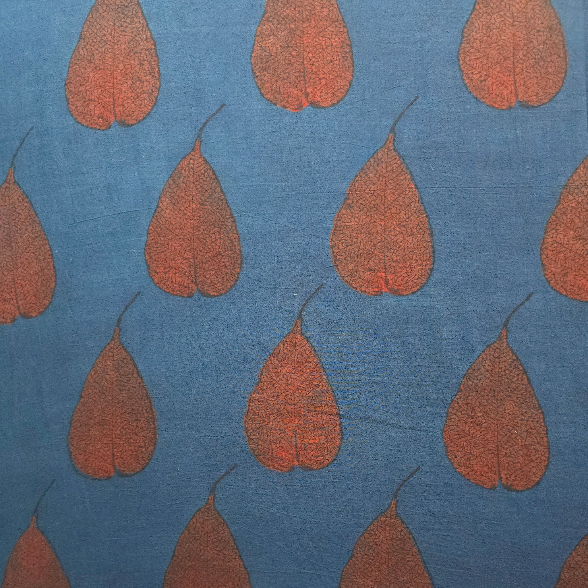 Indigo Red Buta Natural Dyed Ajrakh Hand Block Print Malmal Fabric
