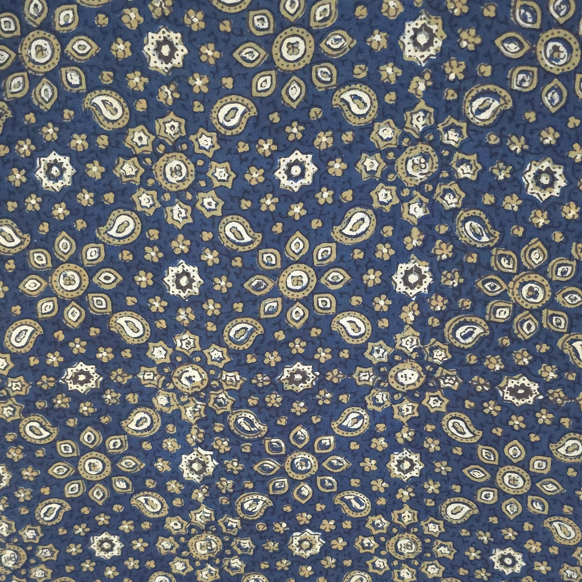 Indigo Traditional Ajrakh Natural Dyed Hand Block Print Cotton Fabric