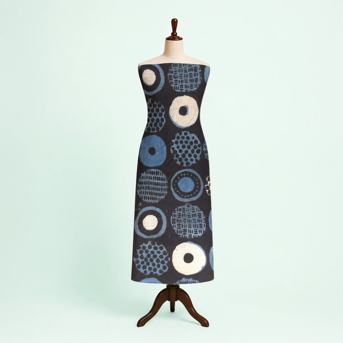 Light Blue Geometric Natural Dyed Ajrakh Hand Block Print Cotton Fabric