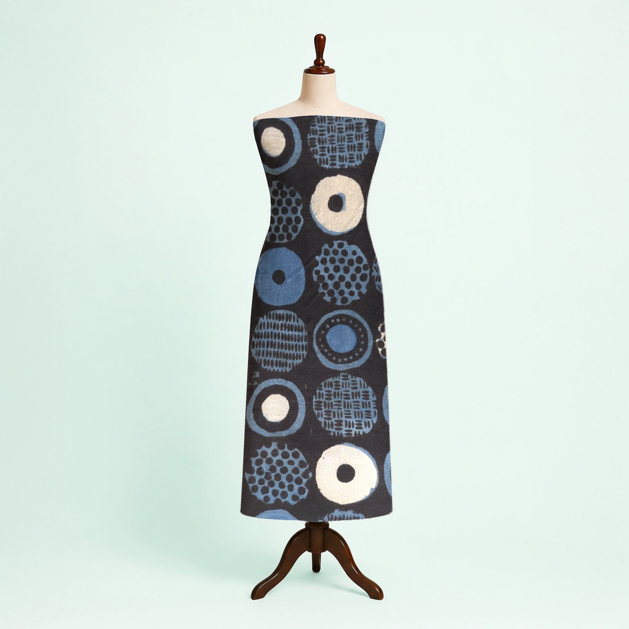 Light Blue Geometric Natural Dyed Ajrakh Hand Block Print Cotton Fabric