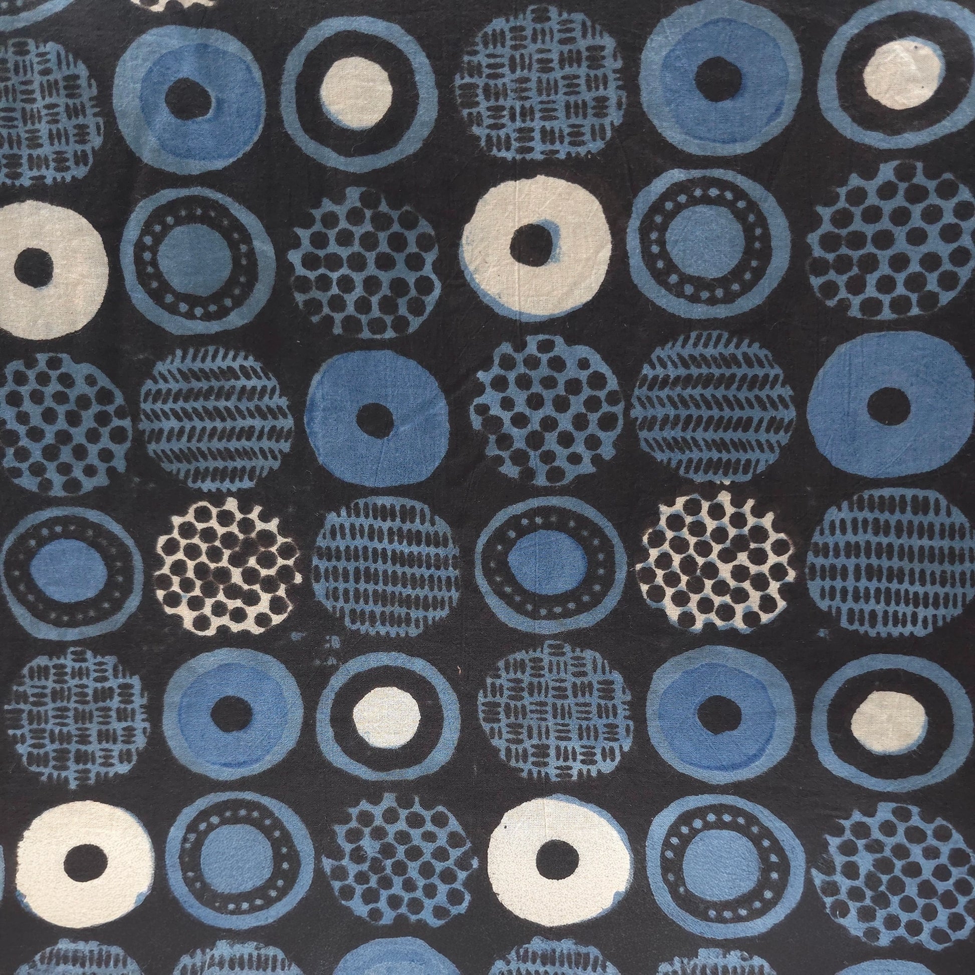 Light Blue Geometric Natural Dyed Ajrakh Hand Block Print Cotton Fabric