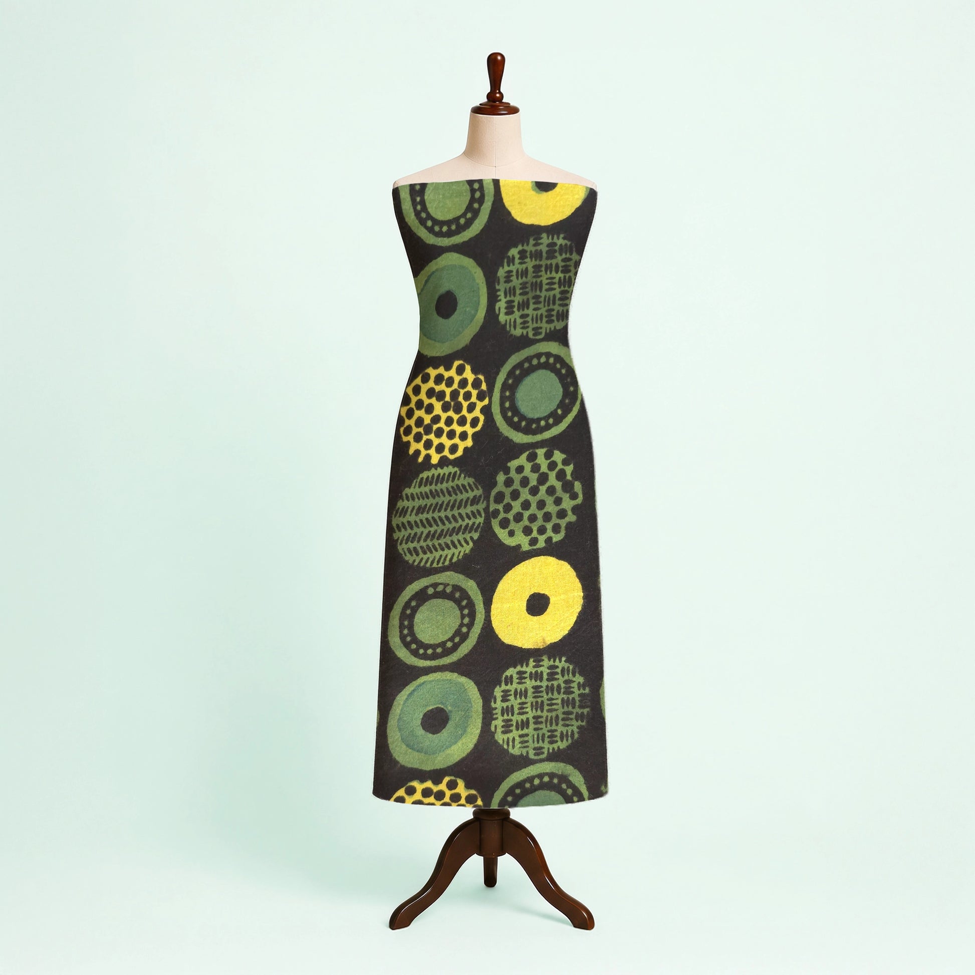 Light Green Geometric Natural Dyed Ajrakh Hand Block Print Cotton Fabric