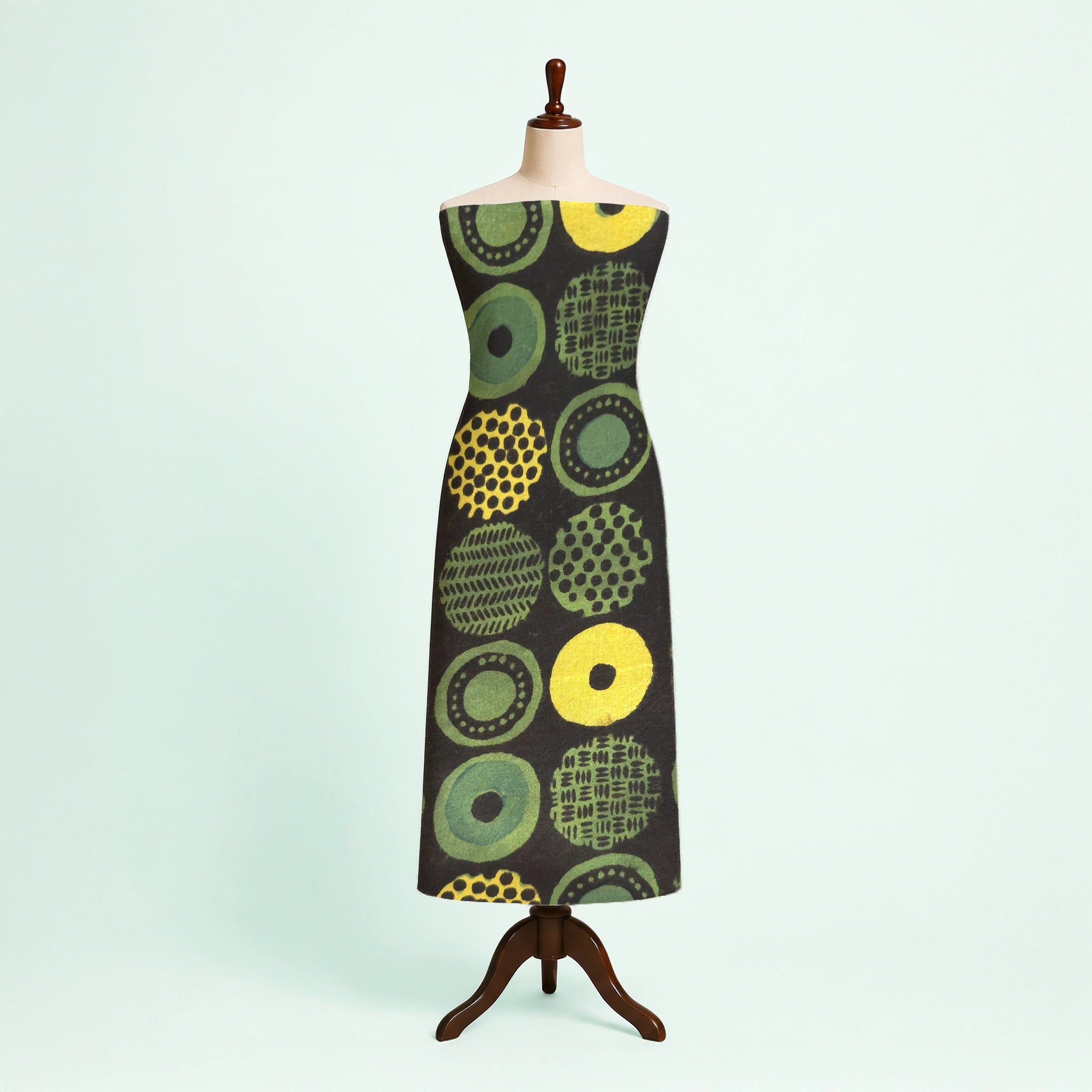 Light Green Geometric Natural Dyed Ajrakh Hand Block Print Cotton Fabric