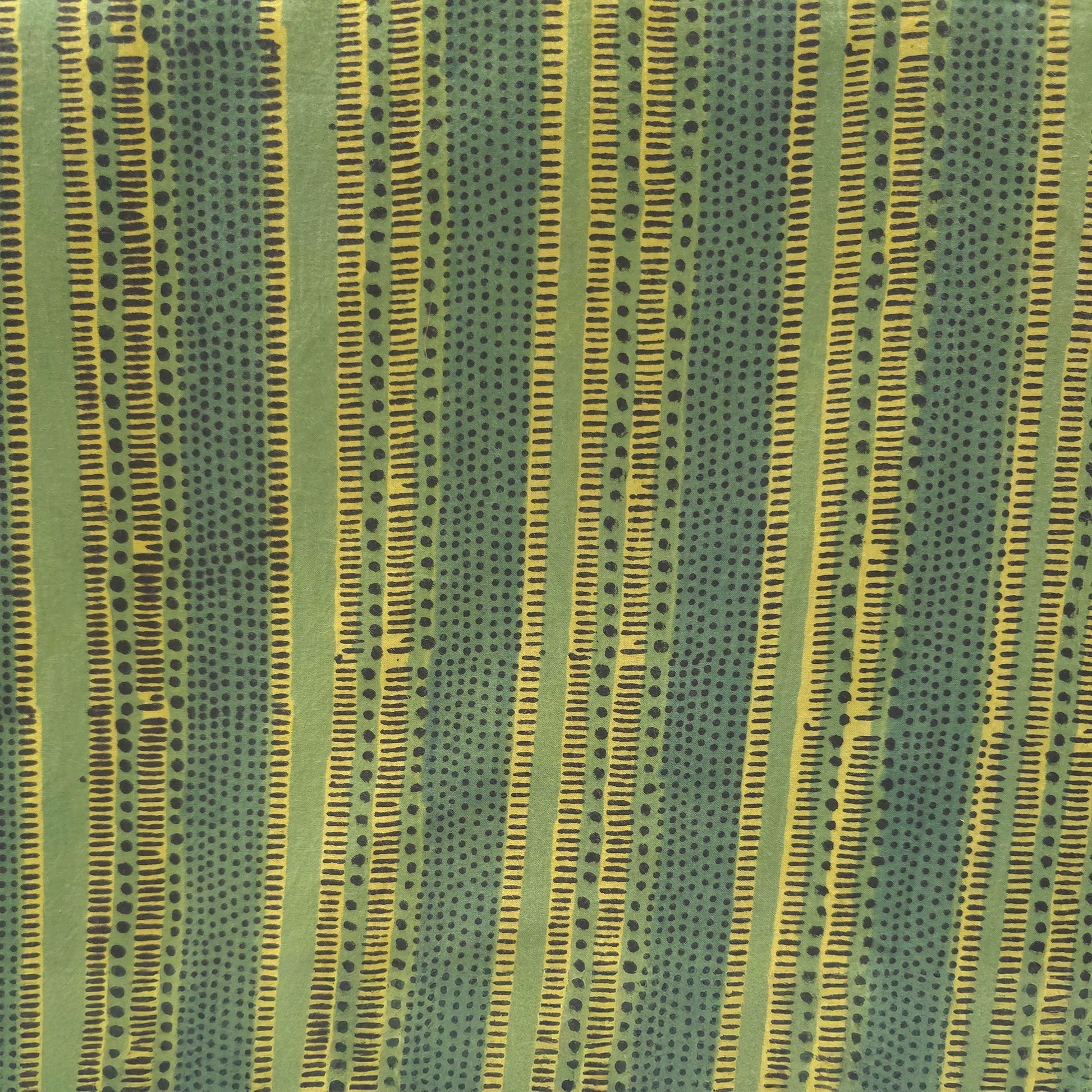 Light green Stripe Natural Dyed Ajrakh Hand Block Print Cotton Fabric