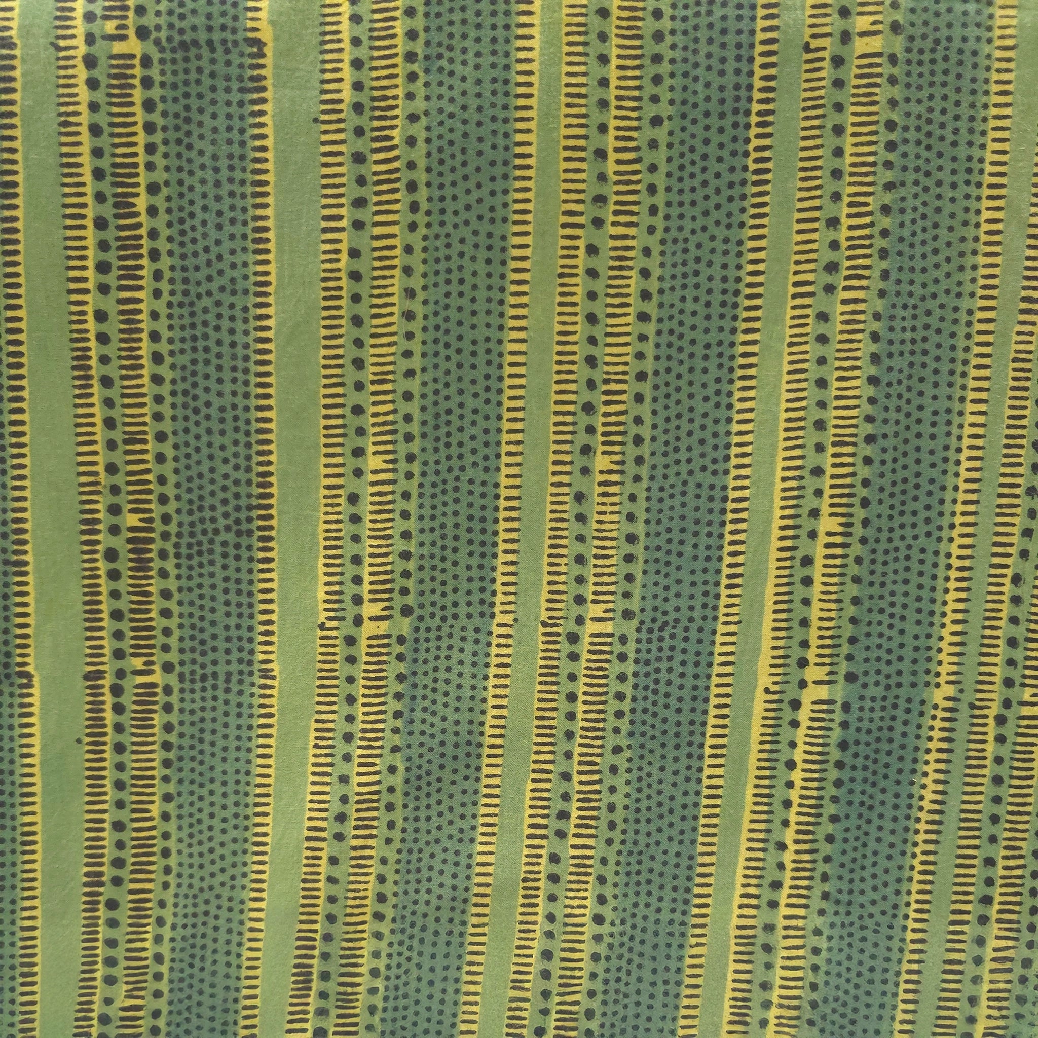 Light green Stripe Natural Dyed Ajrakh Hand Block Print Cotton Fabric
