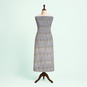 Light Grey Boota Natural Dyed Ajrakh Hand Block Print Cotton Fabric