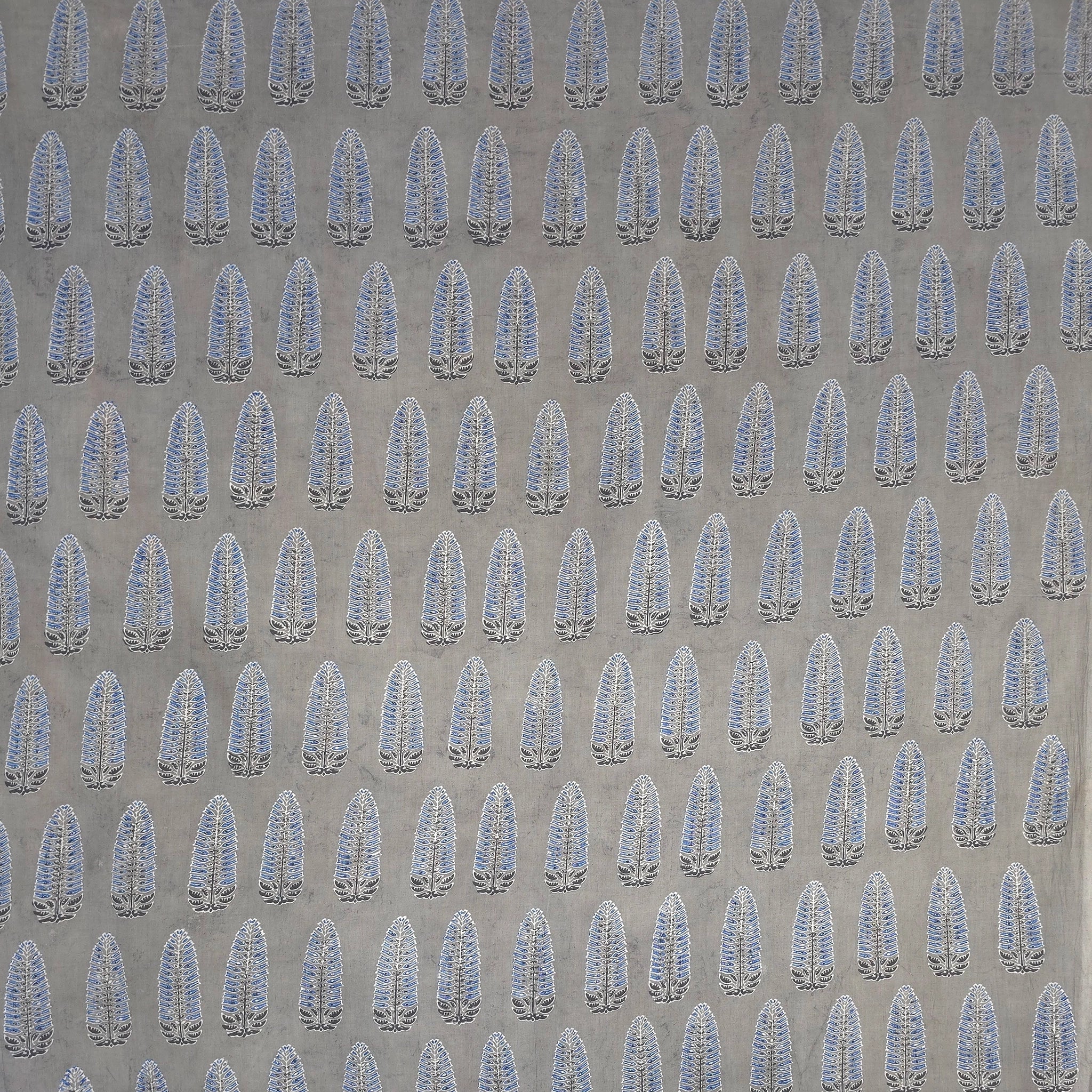 Light Grey Boota Natural Dyed Ajrakh Hand Block Print Cotton Fabric
