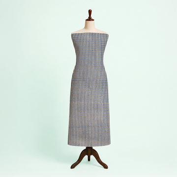 Light Grey Checks Natural Dyed Ajrakh Hand Block Print Cotton Fabric
