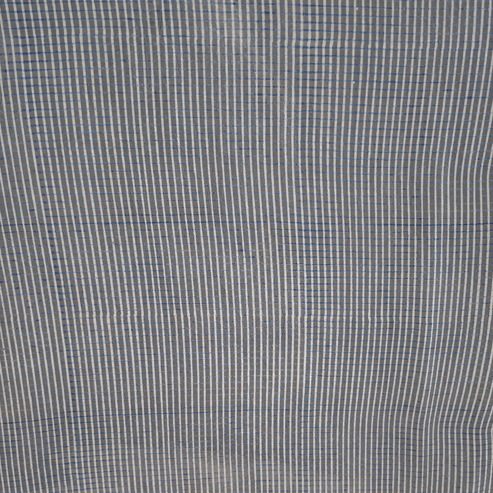 Light Grey Checks Natural Dyed Ajrakh Hand Block Print Cotton Fabric