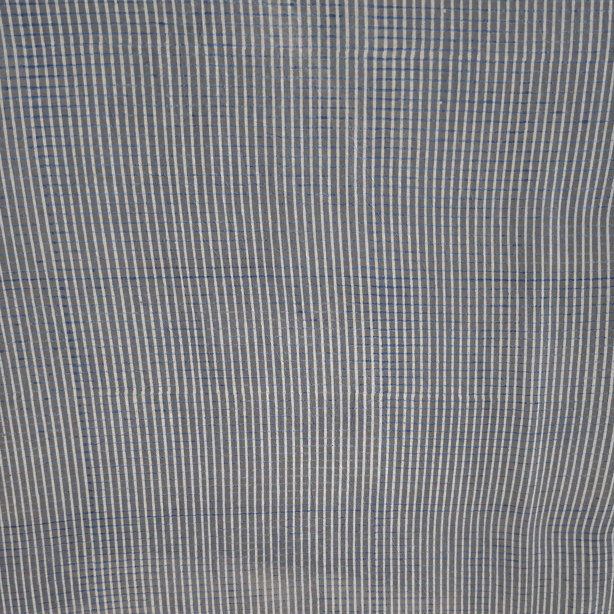 Light Grey Checks Natural Dyed Ajrakh Hand Block Print Cotton Fabric