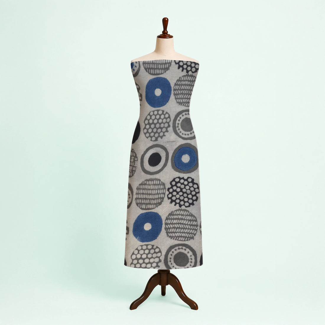 Light Grey Geometric Natural Dyed Ajrakh Hand Block Print Cotton Fabric