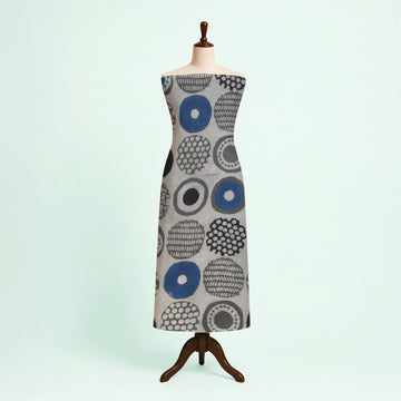 Light Grey Geometric Natural Dyed Ajrakh Hand Block Print Cotton Fabric