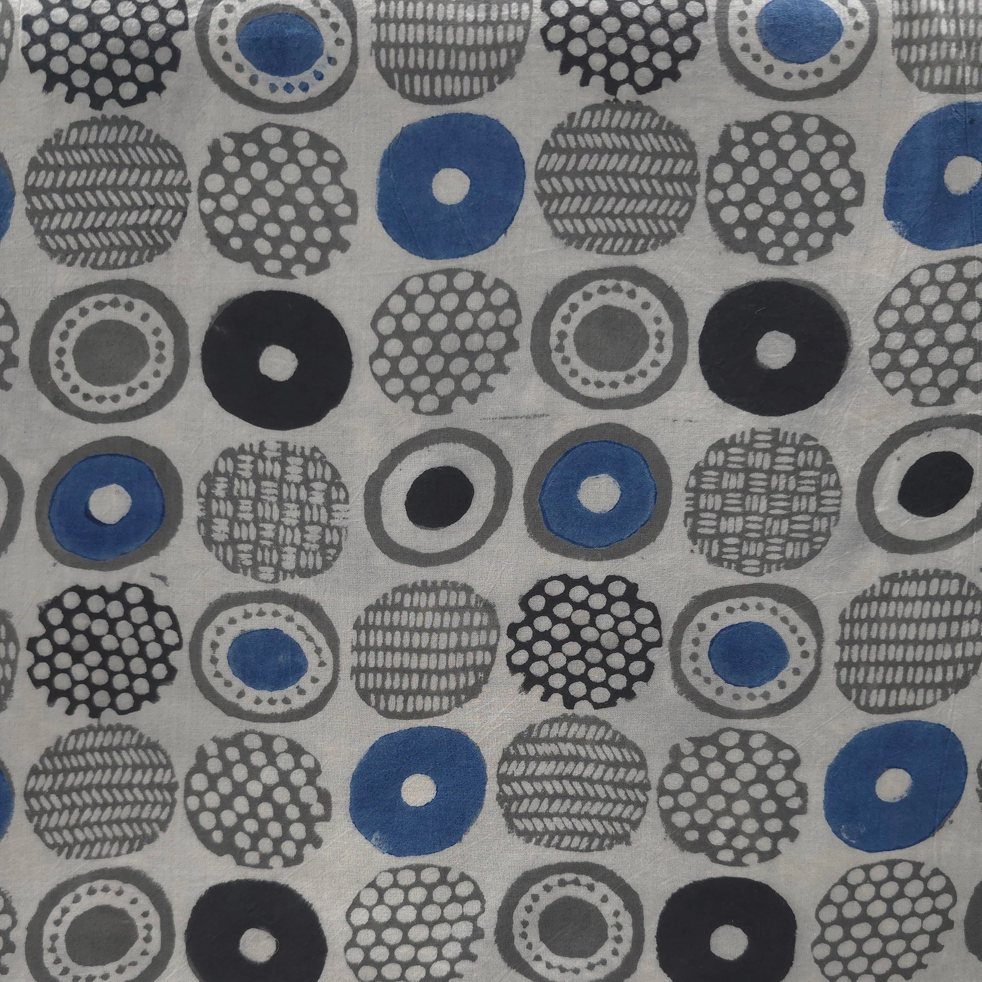 Light Grey Geometric Natural Dyed Ajrakh Hand Block Print Cotton Fabric