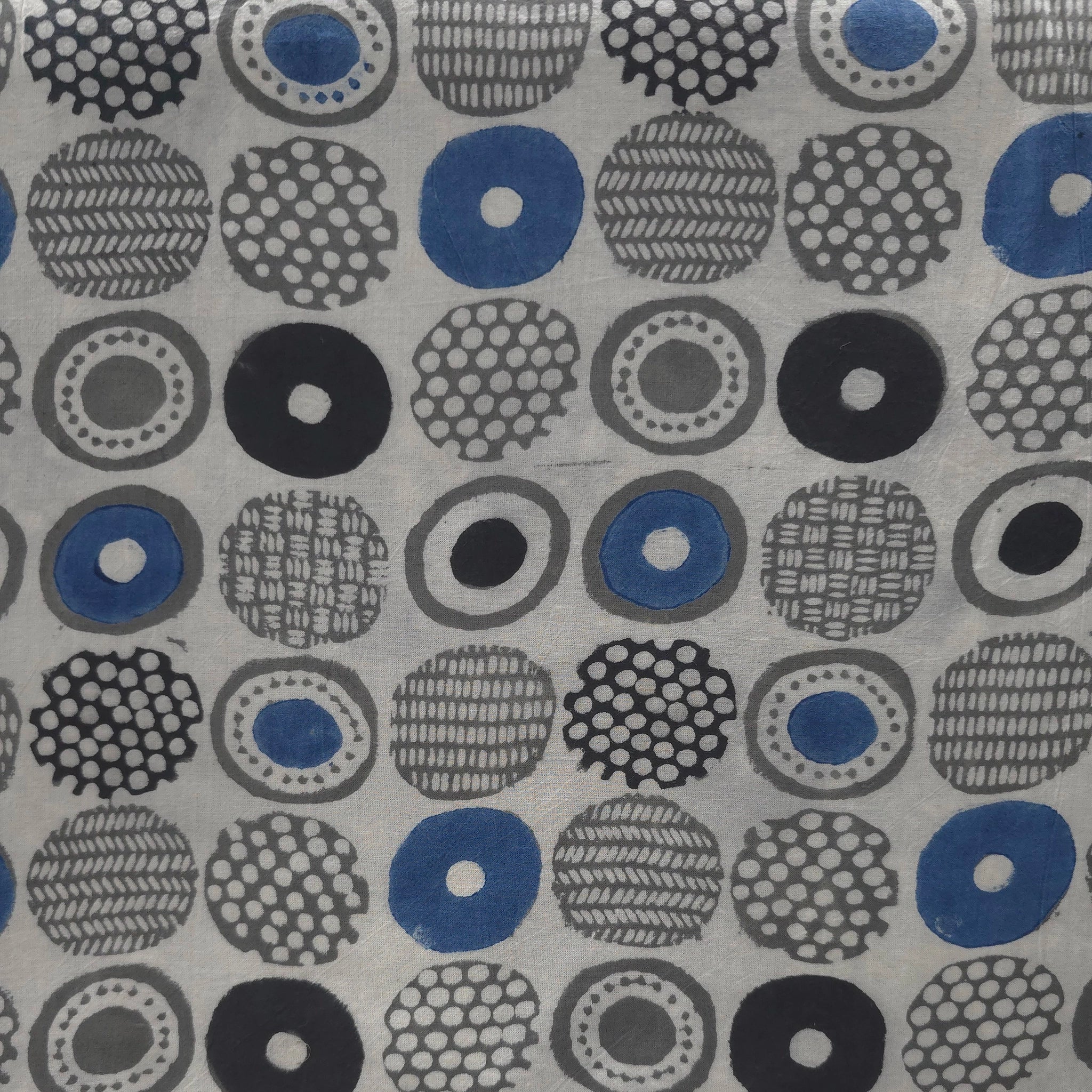 Light Grey Geometric Natural Dyed Ajrakh Hand Block Print Cotton Fabric
