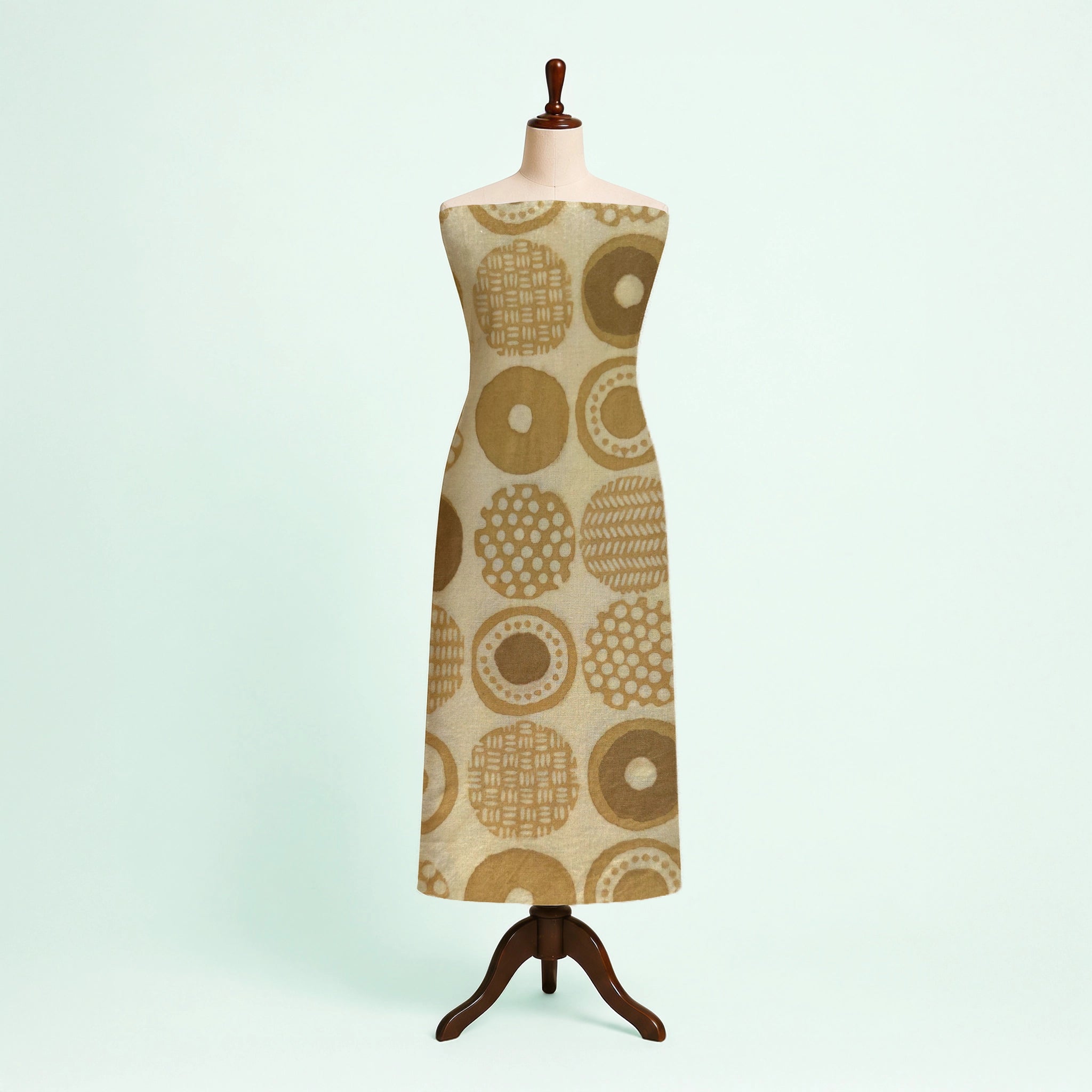 Light Mustard Geometric Natural Dyed Ajrakh Hand Block Print Cotton Fabric