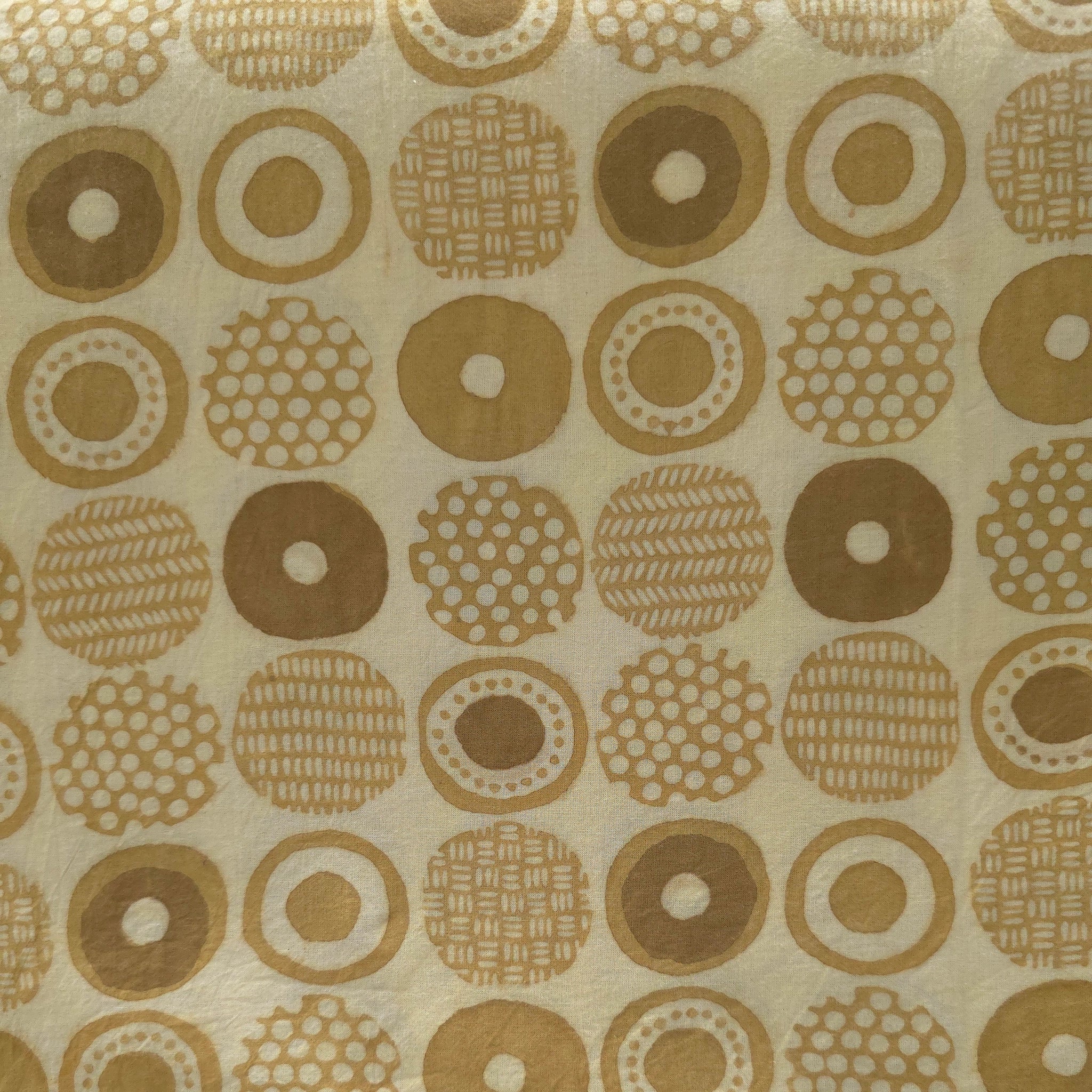 Light Mustard Geometric Natural Dyed Ajrakh Hand Block Print Cotton Fabric