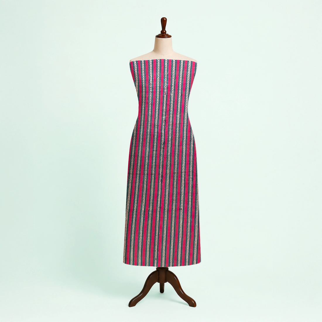 Maroon Khajoori Stripes Handloom Mashru Silk Fabric