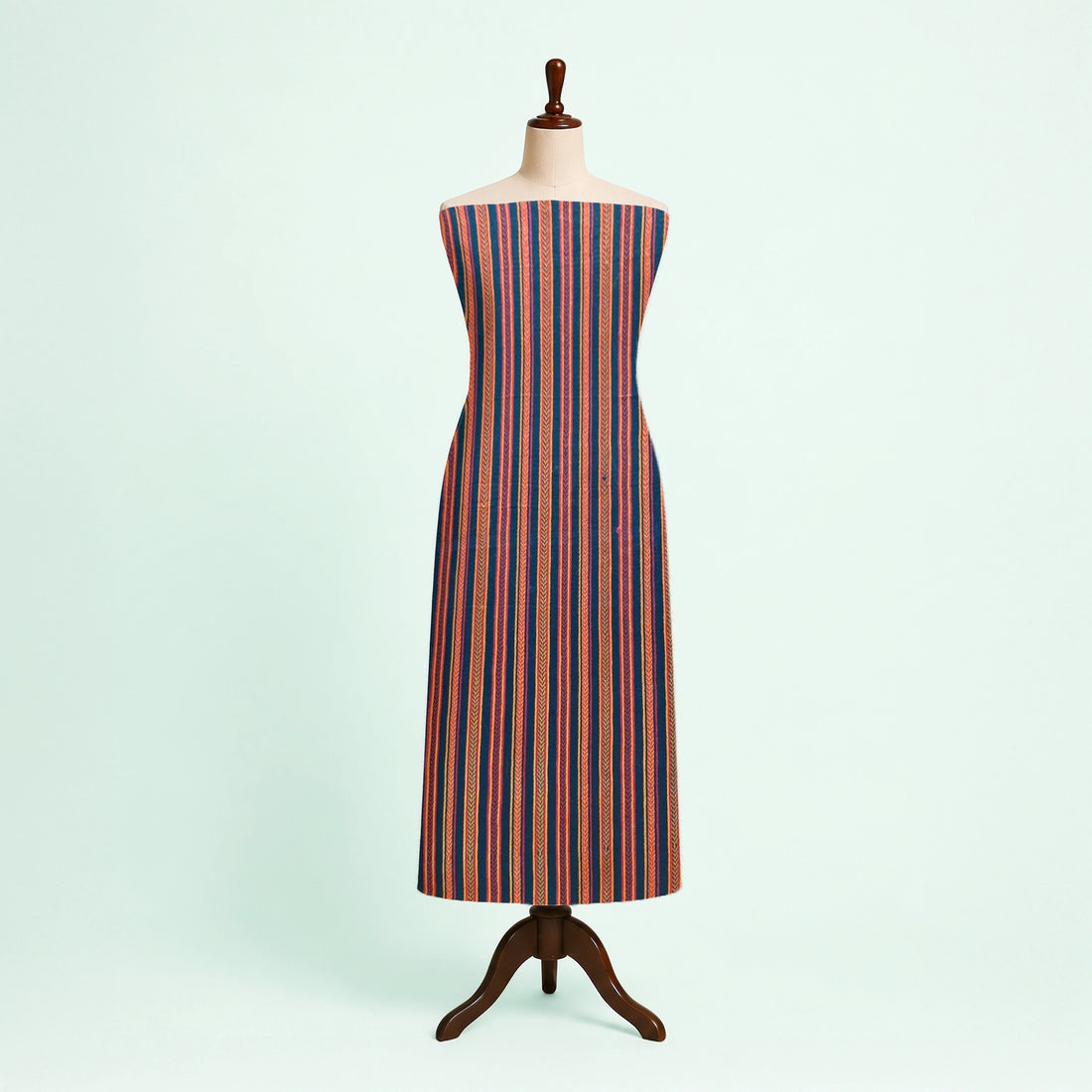 Multi Color Khajoori Stripes Handloom Mashru Silk Fabric