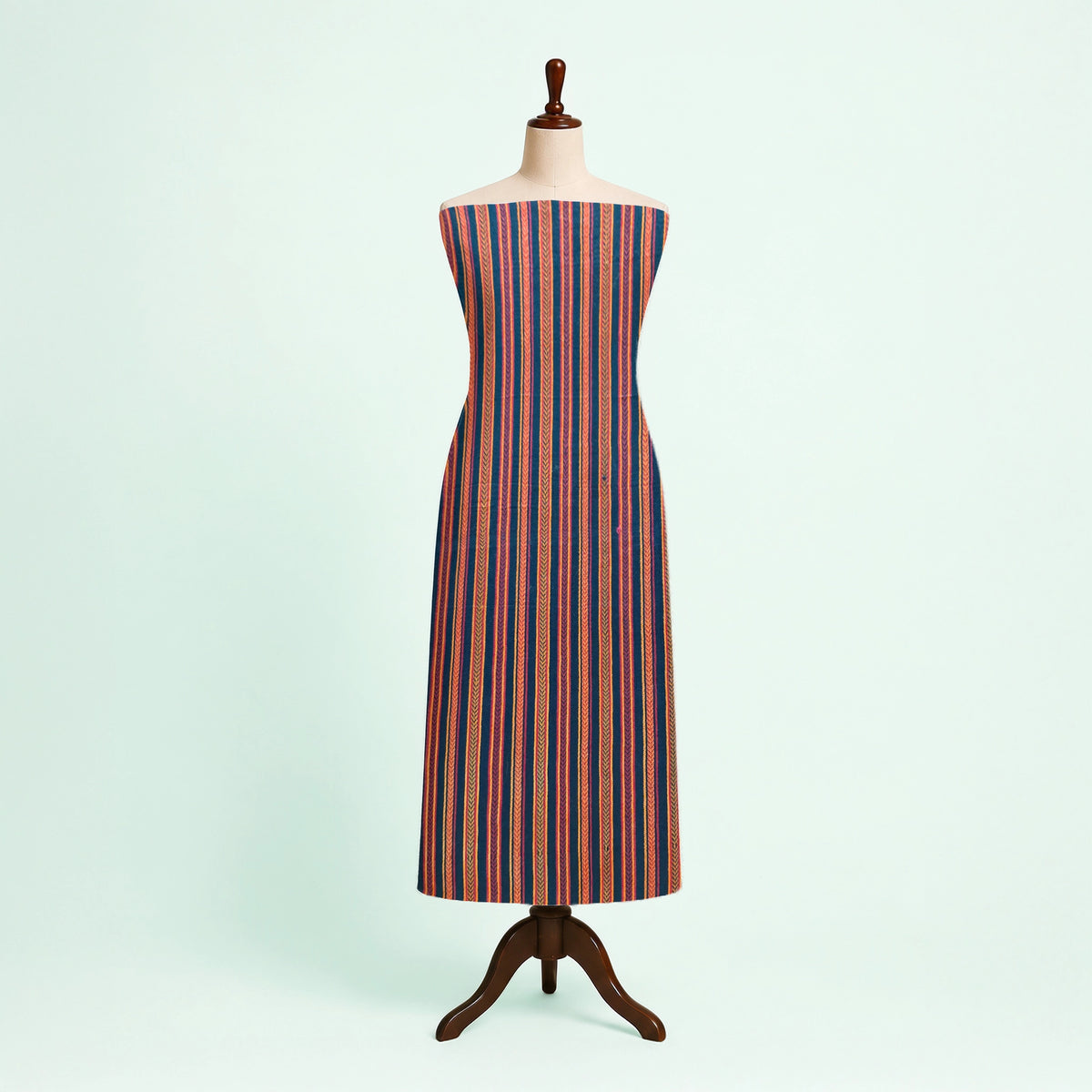 Multi Color Khajoori Stripes Handloom Mashru Silk Fabric