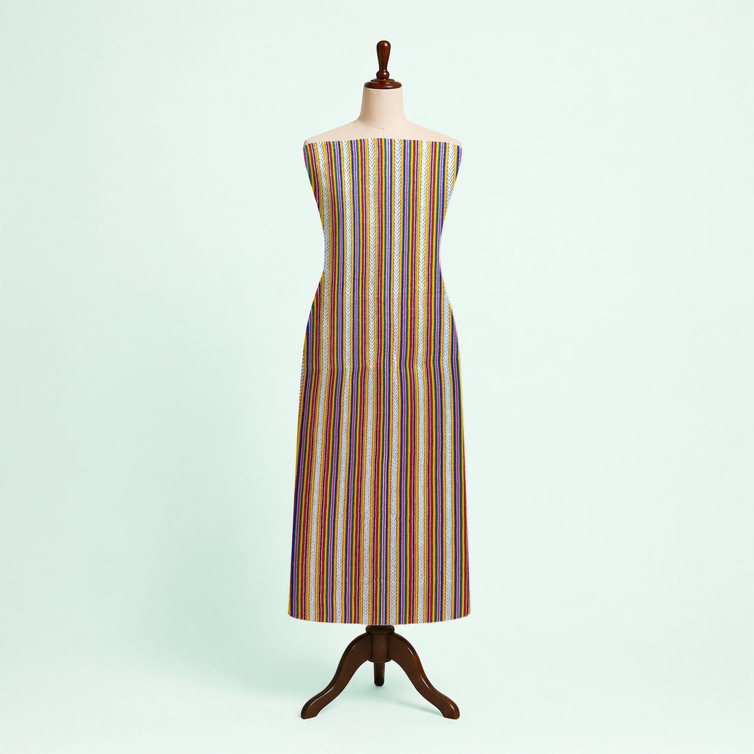 Multi Color Khajoori Stripes Handloom Mashru Silk Fabric 2