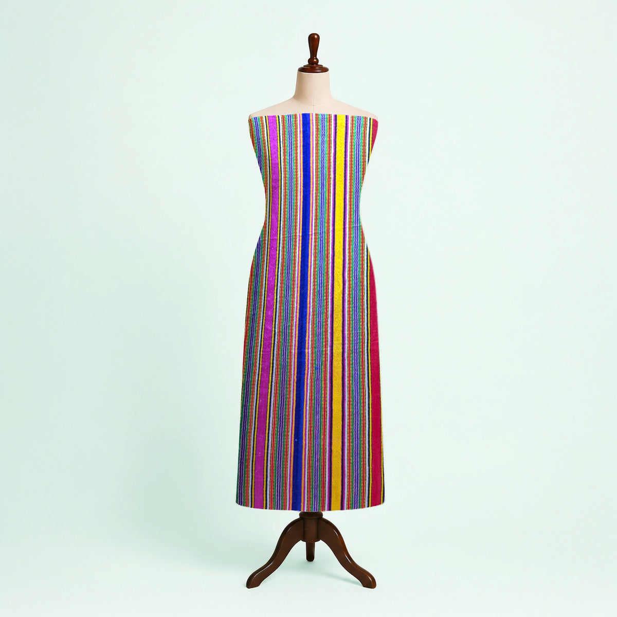 Multi Color Stripes Handloom Mashru Silk Fabric