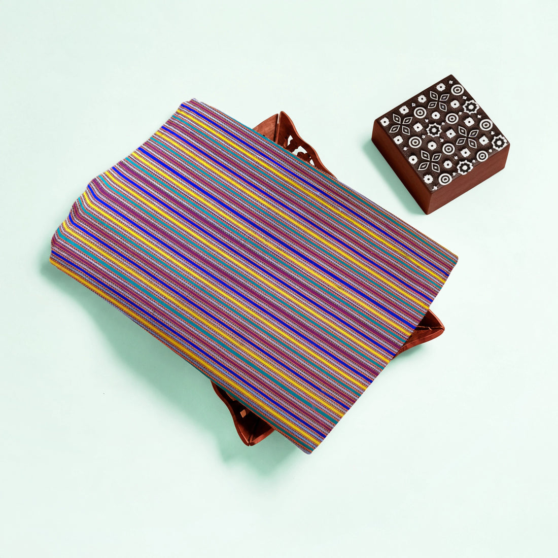 Multi Color Stripes Handloom Mashru Silk Fabric 2
