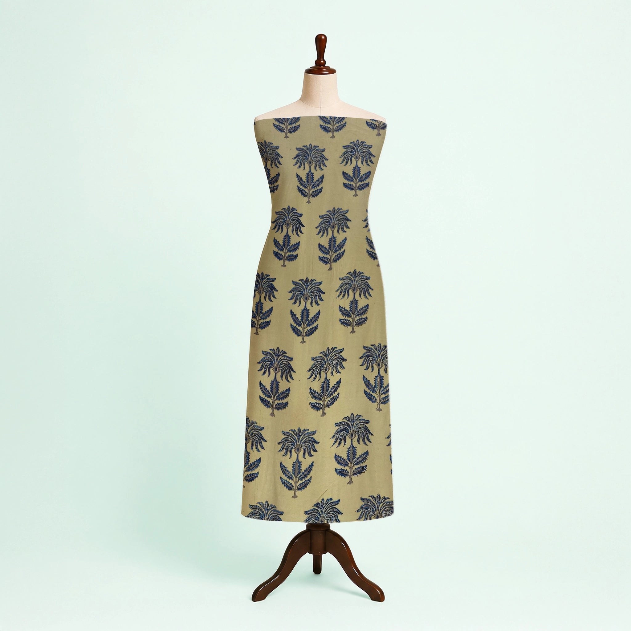 Mustard Buta Natural Dyed Ajrakh Hand Block Print Premium Modal Fabric