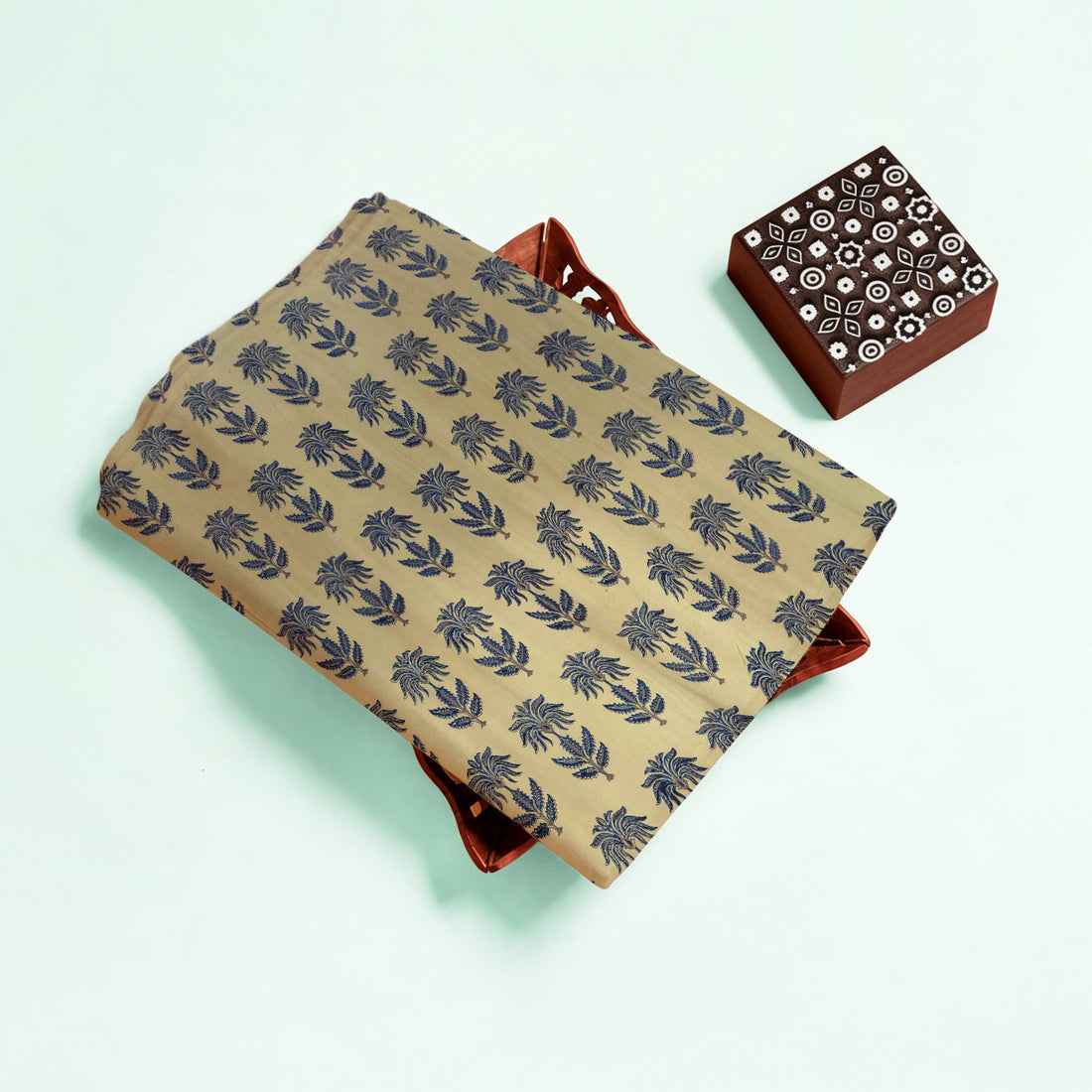 Mustard Buta Natural Dyed Ajrakh Hand Block Print Premium Modal Fabric