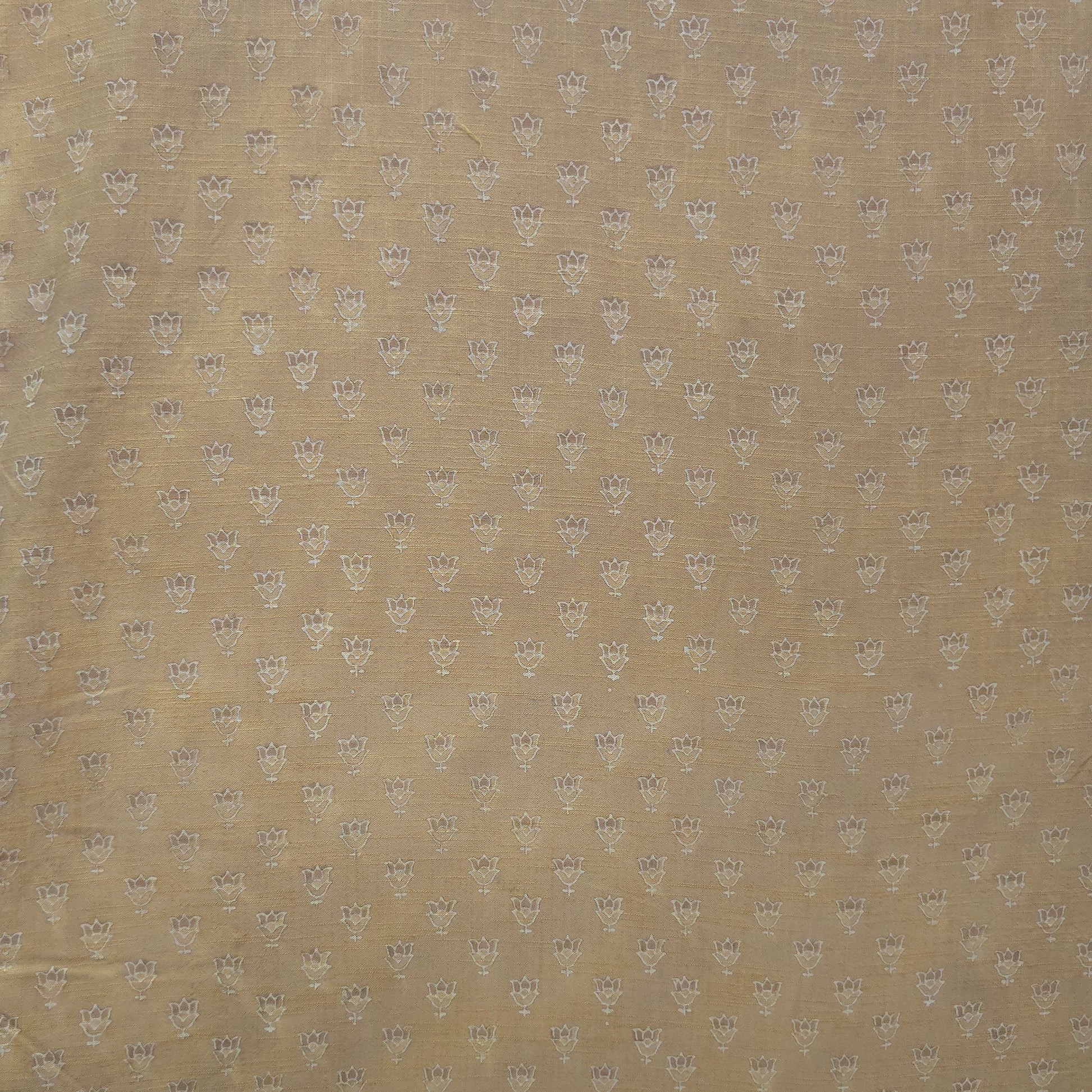 Mustard Buti Natural Dyed Ajrakh Hand Block Print Khadi Cotton Fabric